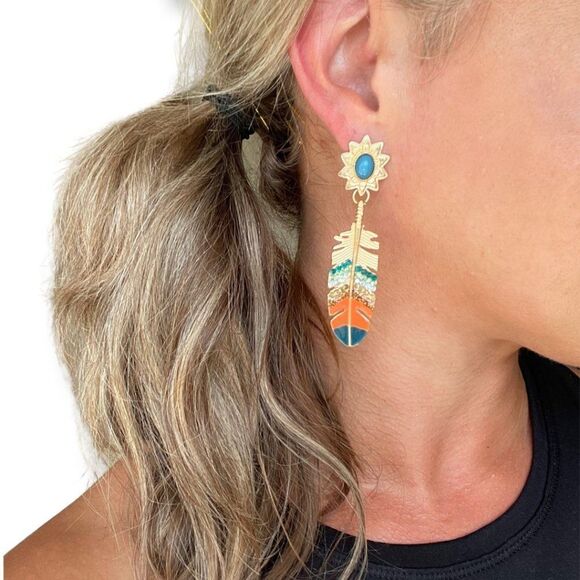 NWOT fashion jewellery, native, boho, statement sized, gold tones, colou… - Picture 8 of 11